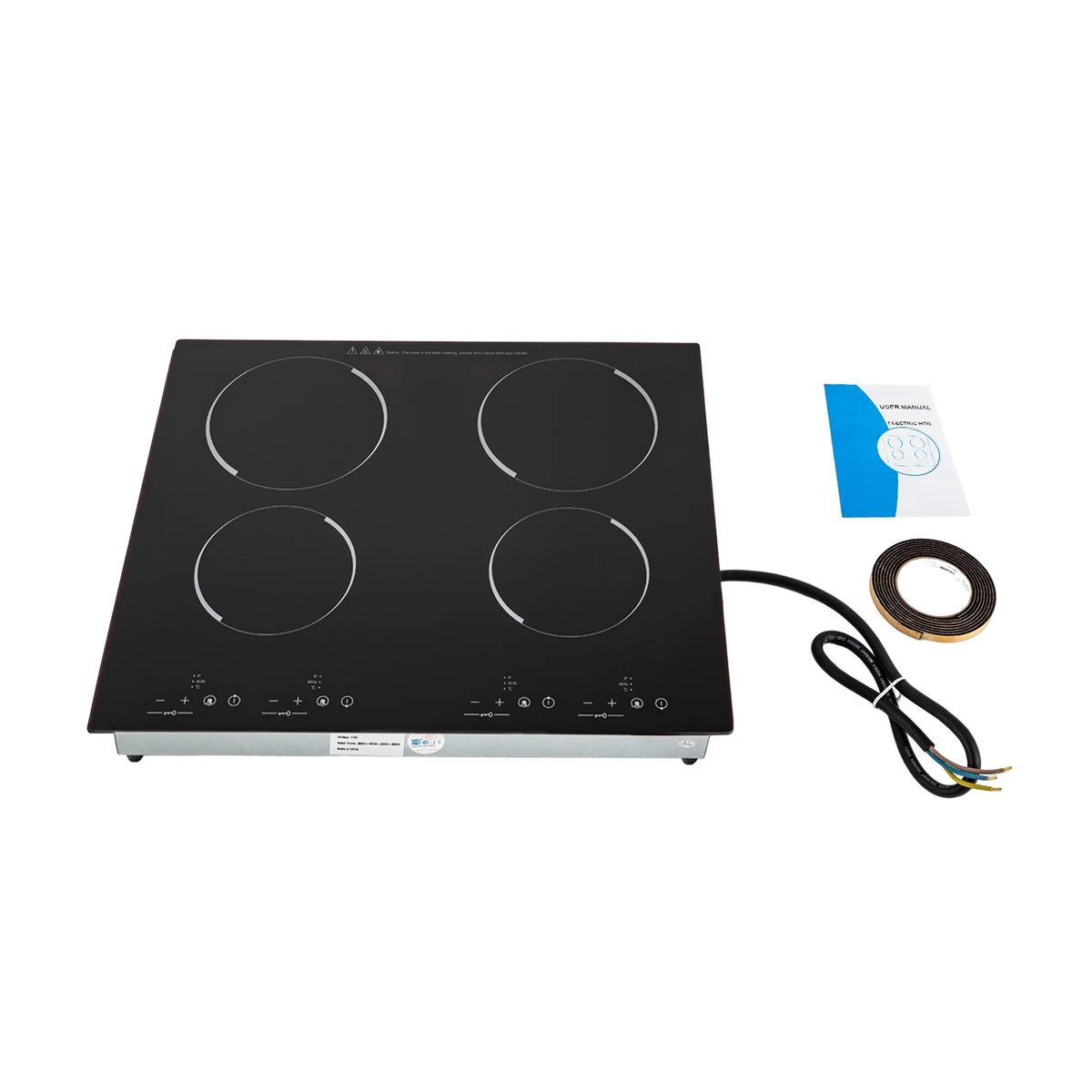 110V 3000W 4-Burner Electric Ceramic Cooktop,Touch Control,9 Gears,Safe & Efficient,for Home & Commercial Use