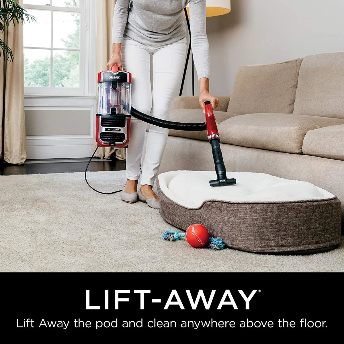 Shark Navigator Upright Vacuum with Lift-Away, Zero-M Anti-Hair Wrap Technology, Anti-Allergen HEPA Filter and Swivel Steering (ZU561), Red Peony