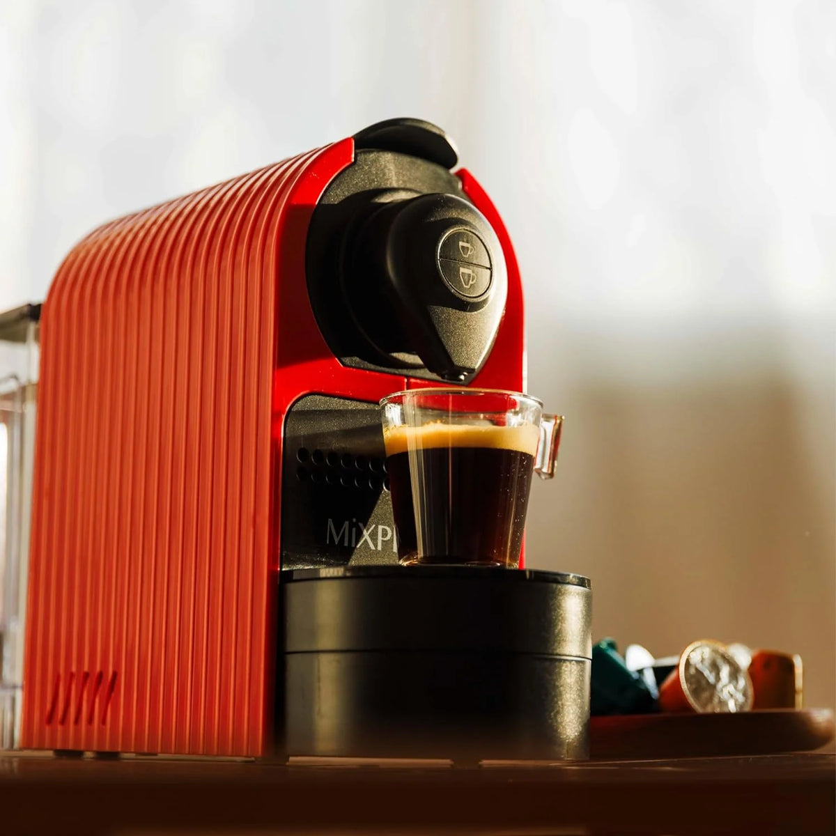 Mixpresso Espresso Machine for Nespresso Compatible Capsule, Single Serve Coffee Maker Programmable for Espresso Pods, Premium Italian 19 Bar High Pressure Pump 27oz 1400w Black Coffee Maker