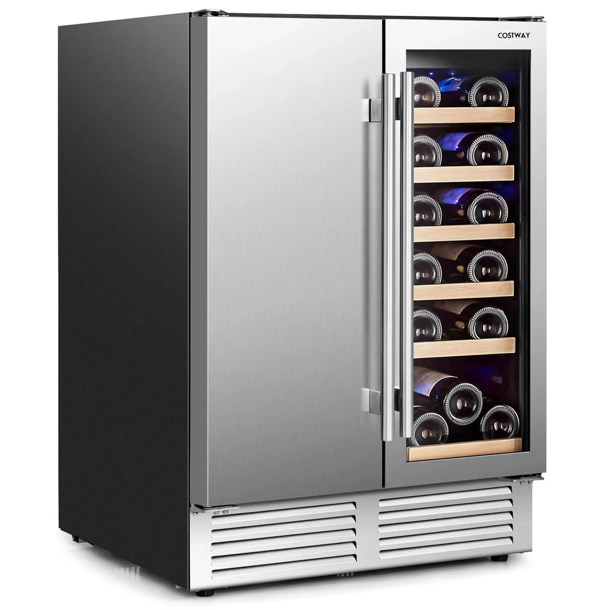 Costway 2-in-1 Beverage and Cooler Free-standing & Built-in Dual Zones Fridge