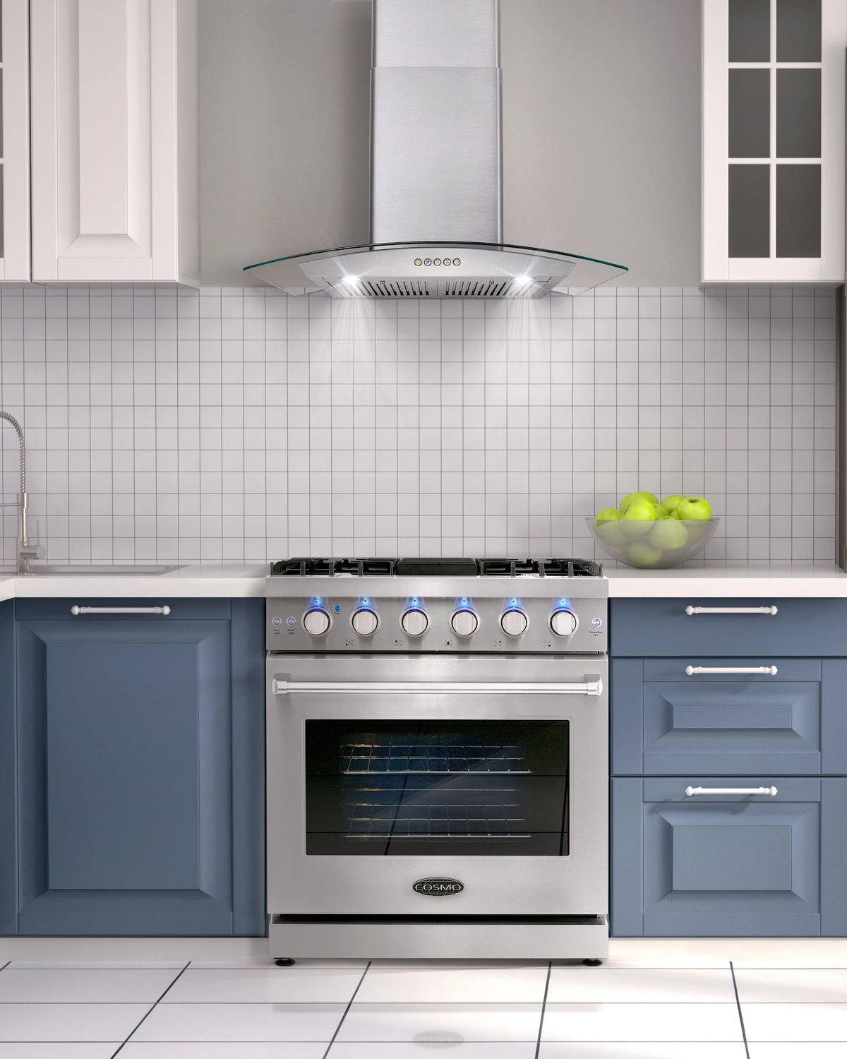 Cosmo 2 Piece Kitchen Appliance Packages with 30" Free Standing Gas Range Kitchen Stove & French Door Refrigerator Kitchen Appliance Bundles