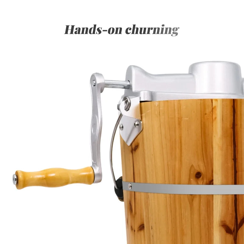 Elite Cuisine EIM569 6Qt. Old Fashioned Pine Bucket Electric/Manual Ice Cream Maker