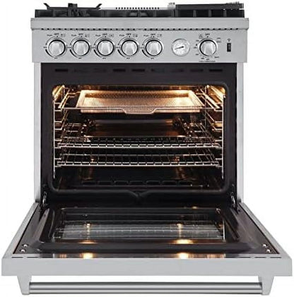 Forno Lazio 30-Inch Freestanding Gas Range, 4 Burners, Convection Oven, Energy Efficient
