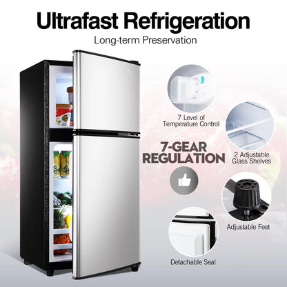 GGTB Retro Compact Two Door Refrigerator, Black, 3.0 Cu ft