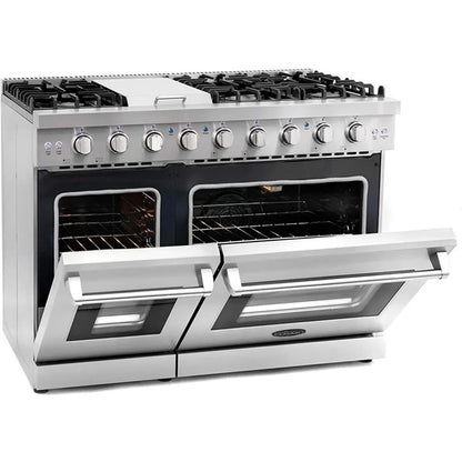 Cosmo 48" Double Oven Gas Range & Range Hood & Dishwasher Set - Liquid Propane