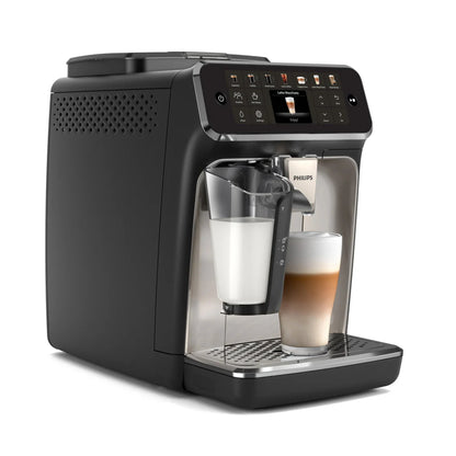 PHILIPS Series 4400 Fully Automatic LatteGo Espresso Machine, SilentBrew Technology, Quick Start. Aromatic Coffee from Freshly Ground Beans, 12 Hot and Iced Drinks, Black Chrome (EP4447/90)