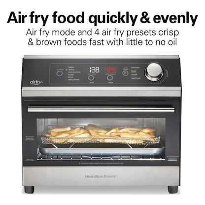 Hamilton Beach Digital Air Fryer Toaster Oven Combo, 10 Ways to Cook, 4 Preset Functions, 1800 Watts, Stainless Steel