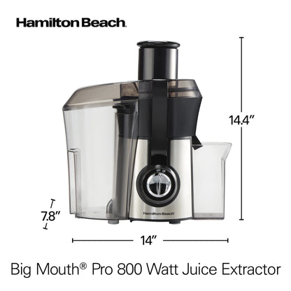 Hamilton Beach Big Mouth Pro Juicer Machine for Fruits and Vegetables with Extra Large Chute, Extractor de Jugos, Stainless Steel