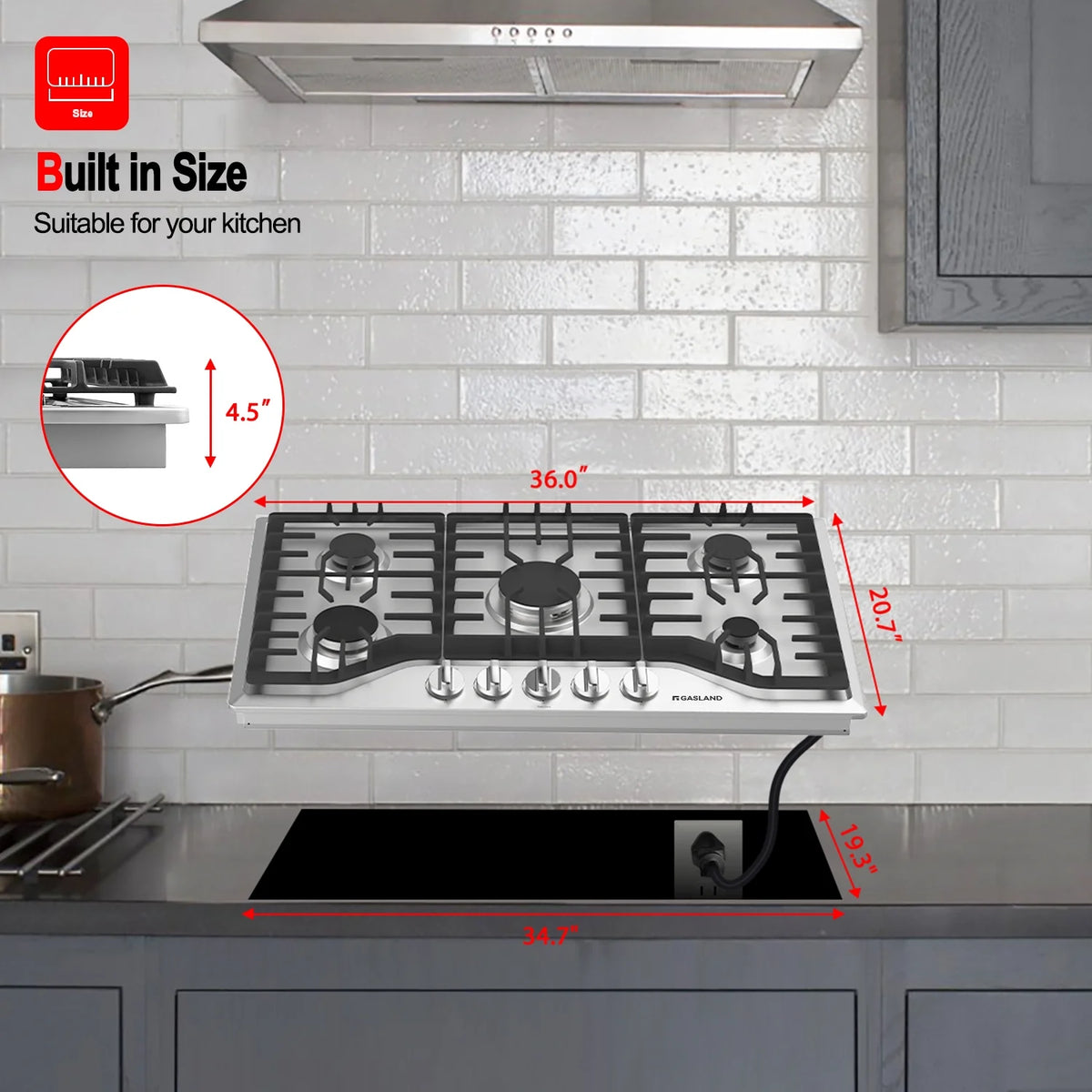 Gasland Chef 36 in. NG/LPG Convertible Gas Cooktop in Stainless Steel with 5 Burners