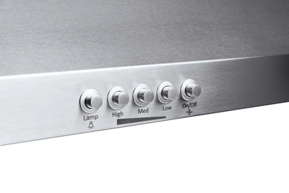 Hauslane Chef Series C100 30-inch Under Cabinet Range Hood, Stainless Steel, Energy Efficient LED, 6 Inch Duct