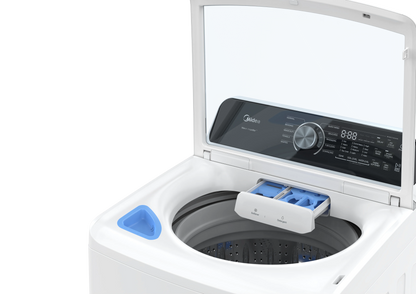 MIDEA 4.5 Cu Ft Smart Top Load Wave-Impeller Washing Machine with Stainless Steel Tub, White