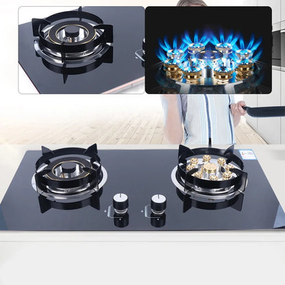 2-Burner Natural Gas Stove, Built-in Gas Cooktop Stove for Home Kitchen