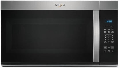 Whirlpool 1.7 cu. ft. Over-the-Range Microwave Oven with 1,000 Watts, 2-Speed 300 CFM Venting System, Add 30 Seconds, Dishwasher-Safe Turntable Plate, and Cooktop Lighting: Stainless Steel