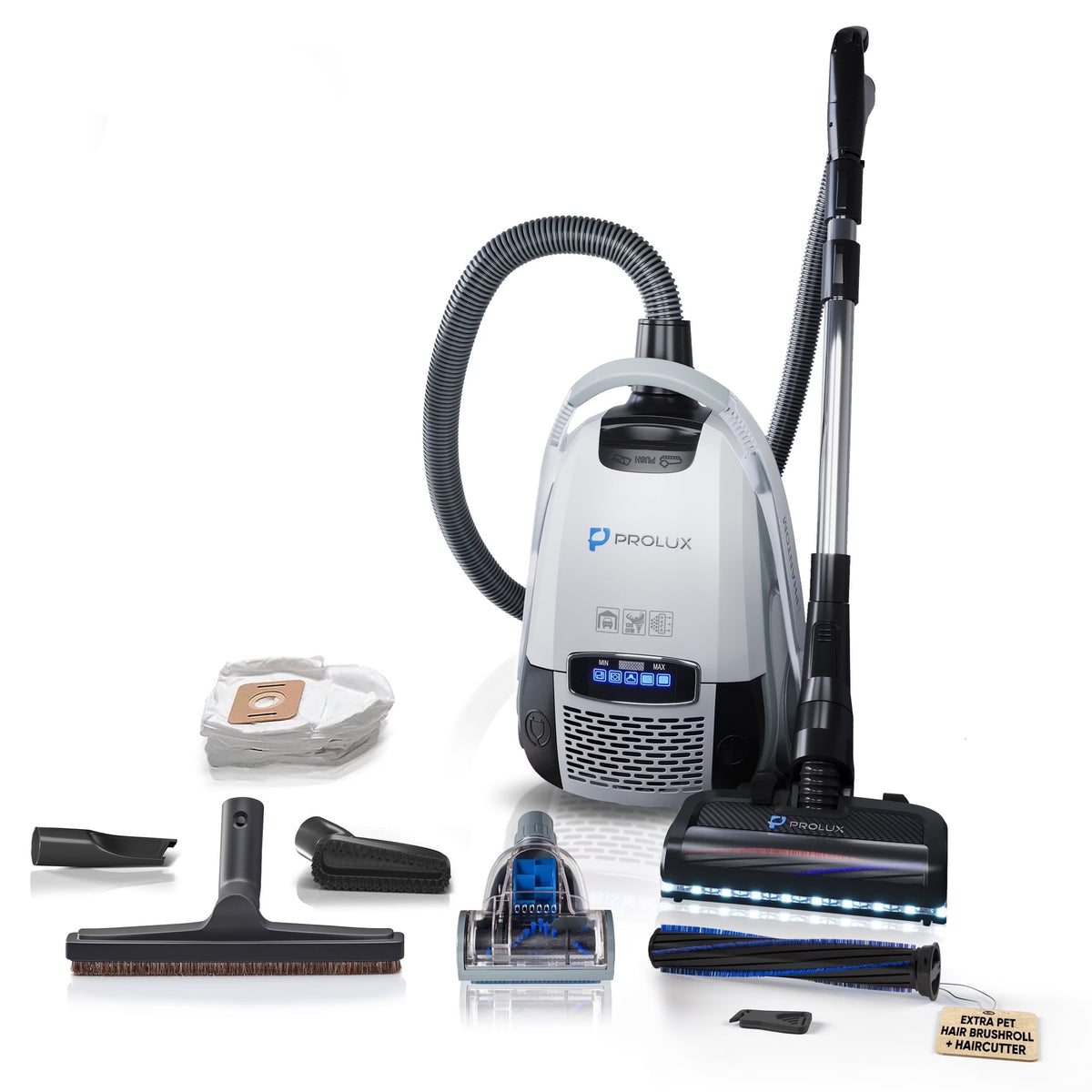 Prolux Phantom Bagged Canister Deep Cleaning PET Vacuum with Powerhead for Home