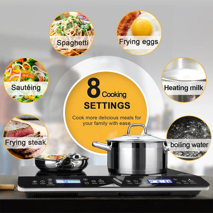 Duxtop LCD Portable Double Induction Cooktop, 1800W Electric Countertop Burner, 9620LS/BT-350DZ