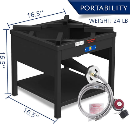 40QT Seafood Boiling Kit, 200,000BTU Propane Burner Stainless Steel Crawfish Boil Pot w/Basket and Steamer Rack, For Outdoors Cooking and Steaming, Large Turkey Fryer Pot, Lobster Shrimp Pot
