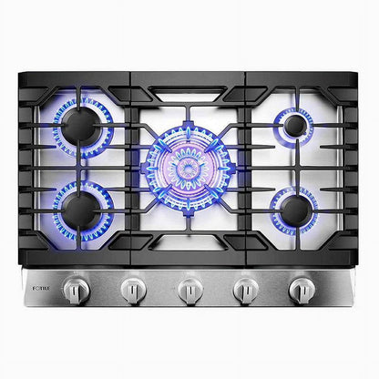 FOTILE Tri-Ring Series GLS30501 30 Inch Pro Gas Cooktop with 56K total BTU on 5 Burners