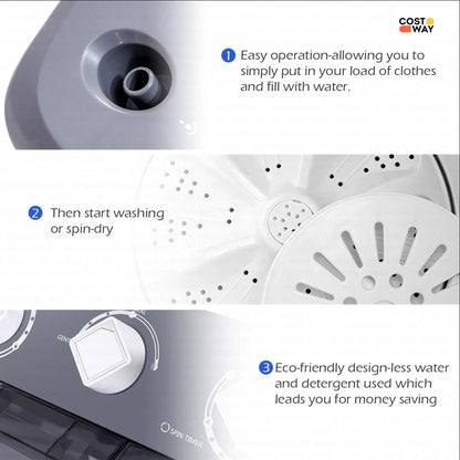 Costway Twin Tub 20Lbs Top Load Washing Machine with Gravity Drain