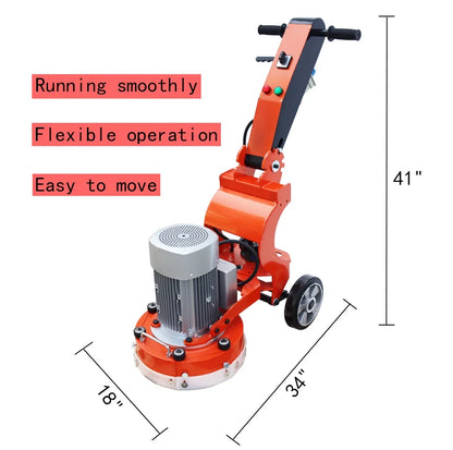 TECHTONGDA Floor Grinding and Trimming Machine Concrete Floor Grinder Polisher Machine Heavy Duty Hand-Push Concrete Grinding Machine 220V