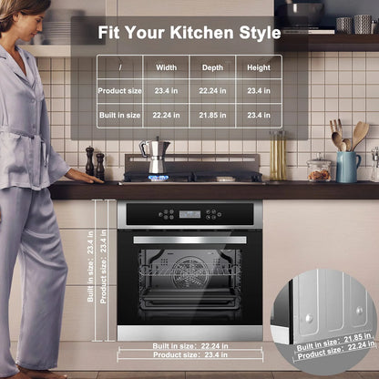 Sunmaki Single Wall Oven 24" Built-in Electric Ovens with 11 Functions 8 Automatic Recipes