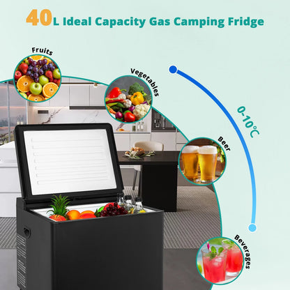 Smad Chest Freezer LPG/12V/110-120V Refrigerator Outdoor Travel Fridge 1.6 Cu ft Indoor Car