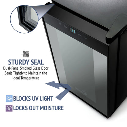 Ivation 12 Bottle Single Door Thermoelectric Freestanding Wine Cooler/Fridge