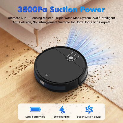 ROBOEVO Robot Vacuum Cleaner 2 in 1 Vacuum and Mop Combo 3500Pa, with Alexa/ Wifi Control