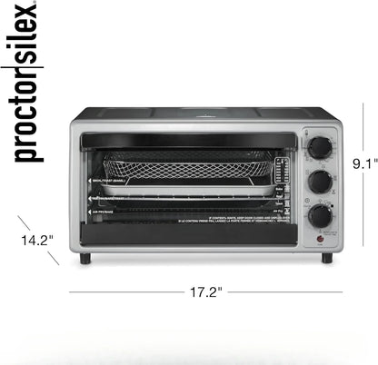 Simply-Crisp Air Fryer Toaster Oven Combo, 4-in-1 Countertop Convection Oven with Bake & Broil, Fits 6 Slices Bread or 12" Pizza, Auto Shutoff, Black
