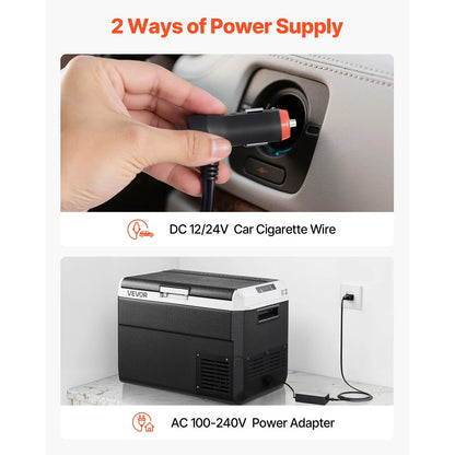 VEVOR Portable Car Refrigerator 53 Qt, 12V Portable Freezer with Single Zone, 12/24V DC & 110-240V AC Electric Cooler with -4℉-68℉Cooling Range, for Car Truck Vehicle RV Boat Outdoor & Home use