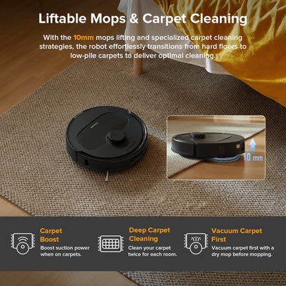 Roborock Qrevo Series Robot Vacuum and Mop, Auto Mop Washing&Drying, 8000Pa Suction, Self-Emptying, Anti-Tangle Brushes, Smart Obstacle Avoidance (QV 35A)