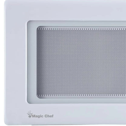 Open Box Magic Chef 0.9 Cubic Feet 900 Watt Stainless Microwave Oven, White