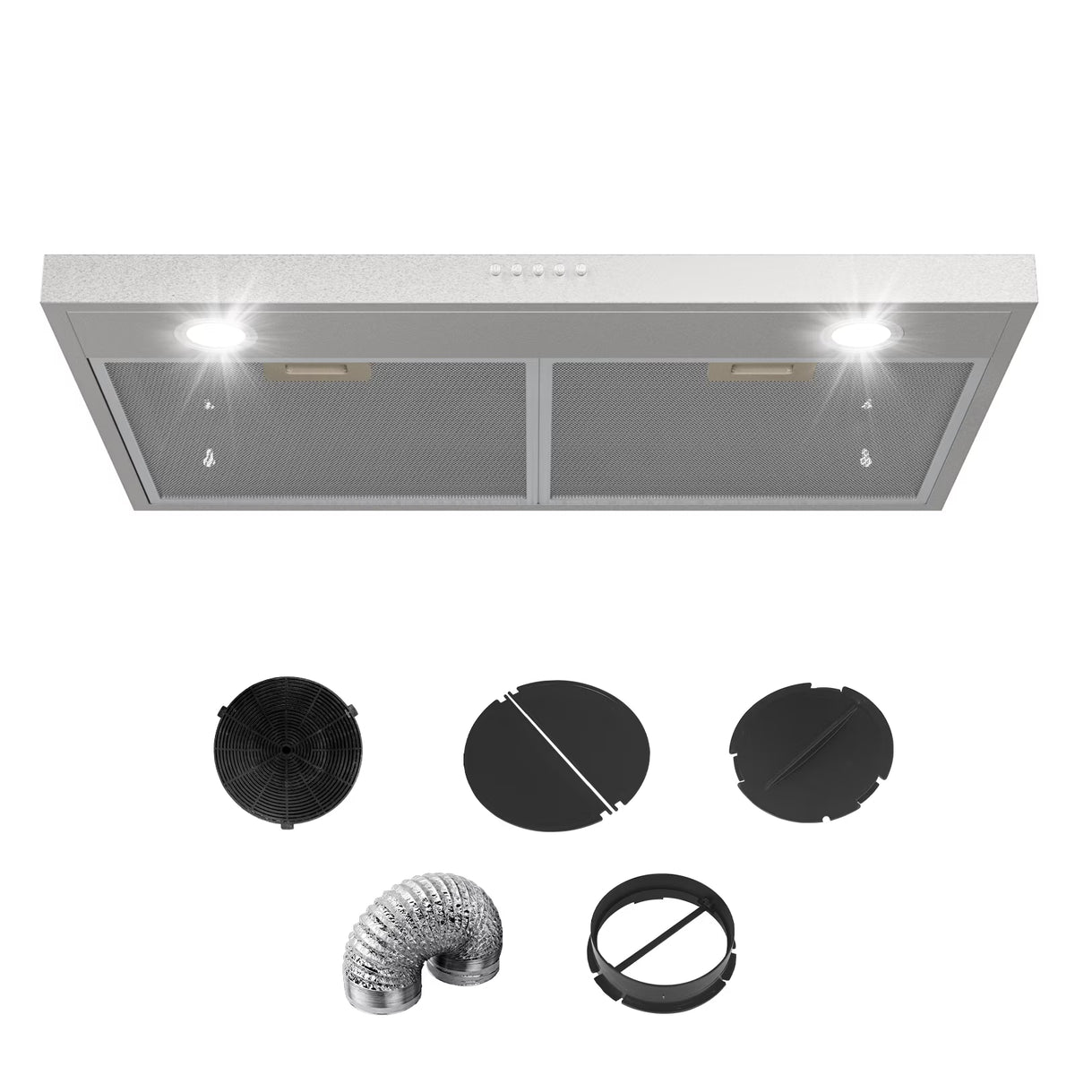 Graceall 29 Inch Under Cabinet Range Hood, Slim Stainless Steel Kitchen Vent Hood 300 CFM Ultra Quiet Brushless Motor, Ducted/Ductless Convertible with LED Lights & Dishwasher Safe Filters