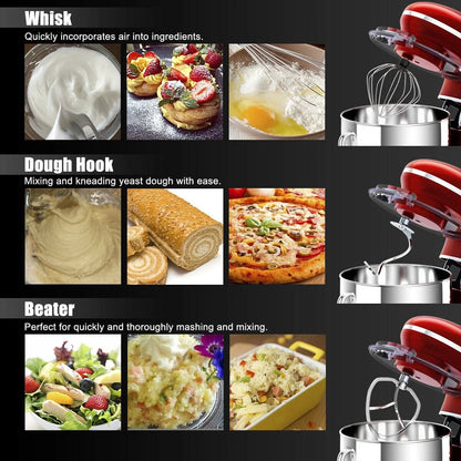 Costway 6.3 QT Tilt-Head Food Stand Mixer 6 Speed 660W wIth Dough Hook, Whisk & Beater Black
