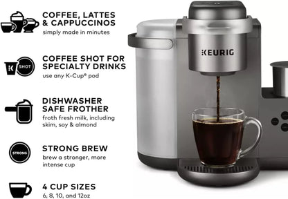 Restored Keurig KCK84NK K-Cafe C Single Serve K-Cup Pod Coffee, Latte and Cappuccino Maker, Nickel (Refurbished)