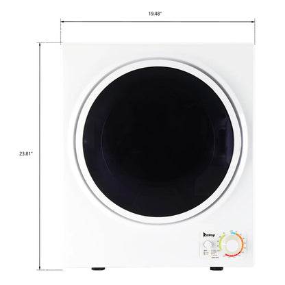 Tcbosik ZOKOP 1.6 cuft Compact Portable Household Clothes Dryer, 120V Stainless Steel Drum Dryer for Apartments, Home, Dorm, MECHANICAL Control and ETL Certification, Black & White