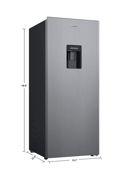 Galanz 6.5 Cu ft One Door Refrigerator, with Water Dispenser, Stainless Steel Look, Estar, New