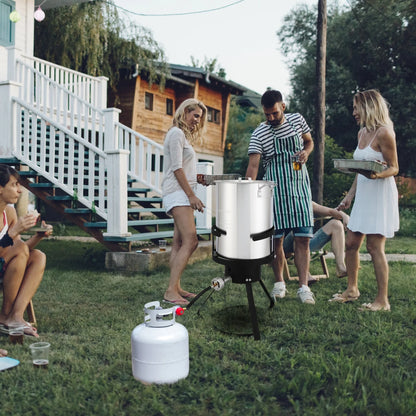 Turkey Fryer Kit, 30QT Aluminum Turkey Deep Fryer & 10QT Fish Fryer Kit w/Baskets & Stand, 54000 BTU Propane Burner, Thermometer, Marinade Injector, Turkey Rack & Rack Lifter, for Outdoor Cooking