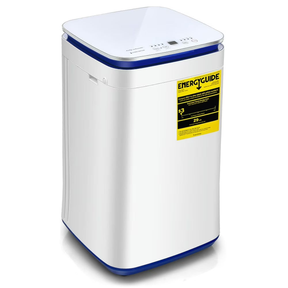 Demifill 7.7 lbs Compact Full Automatic Washing Machine with 24-Hour Delay Function, Full Automatic Laundry Washer with Heating Function Pump, Washing Machine for Indoor, Blue