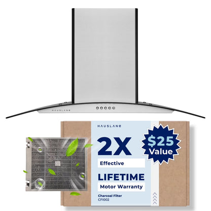 Hauslane WM-600SS-30 30 in. Convertible Stainless Steel Wall-Mounted Range Hood with Charcoal Filter