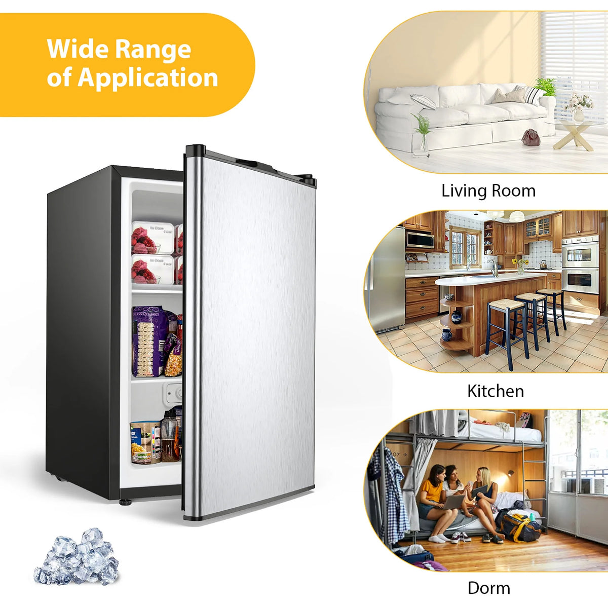 STAKOL 3 cu.ft. Compact Upright Freezer w/Single Stainless Steel Door Removable Shelves
