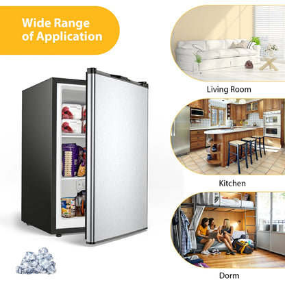 STAKOL 3 cu.ft. Compact Upright Freezer w/Single Stainless Steel Door Removable Shelves