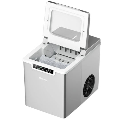 Costway Ice Maker Machine Countertop 26Lbs/24H Portable W/Scoop & Basket Silver