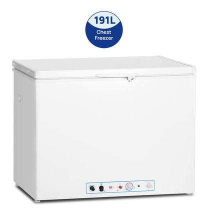 7 Cu ft Propane Chest Freezer, LPG/110V 2 Way Freezer Off Grid Lock and Top Door for Outdoor White