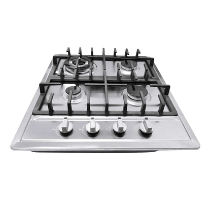 Stainless Steel 4-Burner Gas Stove, 3.0KW+1.75KW+1.0KW, Built-In Cooktop with Rotary Switch for Homes, Restaurants