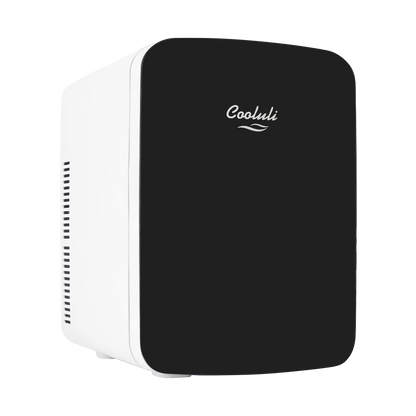 Cooluli Infinity Black 15 Liter Compact Portable Cooler Warmer Mini Fridge for Bedroom, Office, Dorm, Car - Great for Skincare & Cosmetics (110-240V/12V)