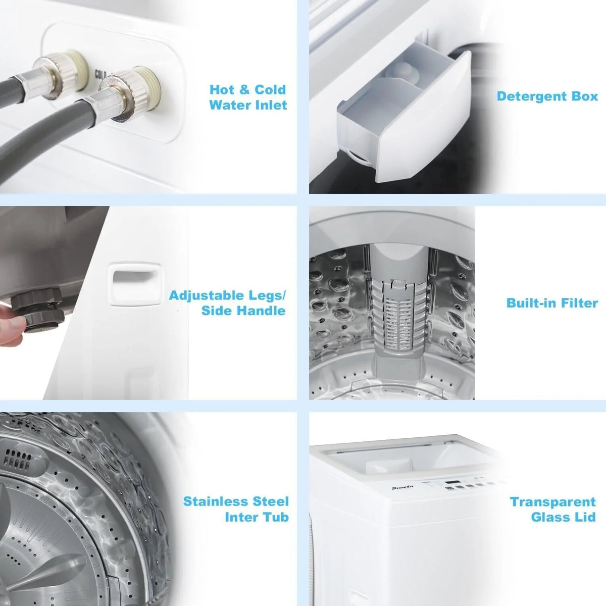 Smad Compact Washing Machines 1.7 Cu ft Single Use in Schools and apartments 12lbs White Washer