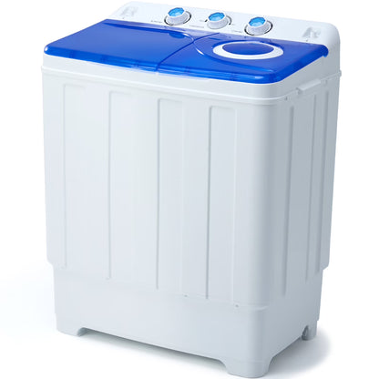 Clickoods 28lbs Portable Washing Machine Twin Tub, Compact Washer with Drain Pump, Semi-Automatic washer dryer combo, Blue