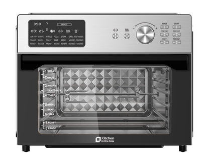Kitchen in the box 32 QT Air Fryer Oven, 18-in-1 Convection Oven Countertop with Baking, Dehydrate and Rotisserie, 6 Accessories, 1800W, Black