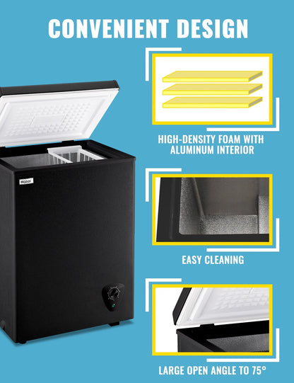WANAI 3.5 Cu.ft Chest Freezer Small Deep Freeze with 7 Gears Temp Control Office Dorm Kitchen White