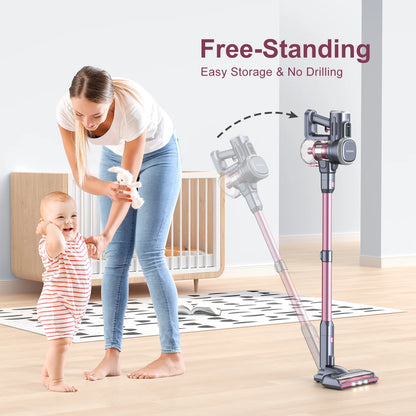 Lubluelu Free-Standing Vacuum Cleaner 25KPa,Powerful Lightweight Cordless 6 in 1 Stick Vacuum Cleaner for Carpet Floor Pet Hair Home